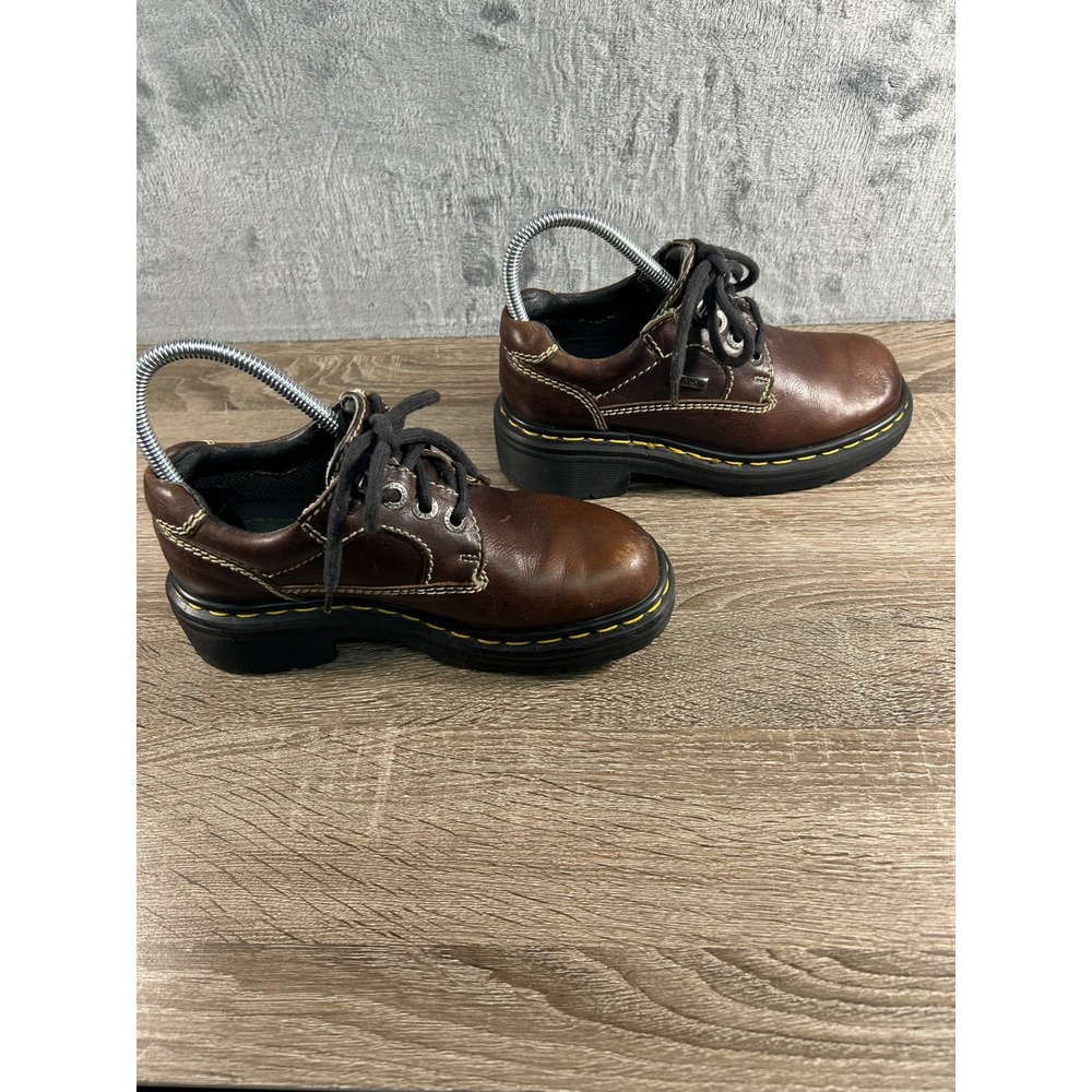 Dr Martens Brown Leather Lace Up Oxford Shoes Air Cushioned Sole Men Women Size4 - Picture 7 of 9